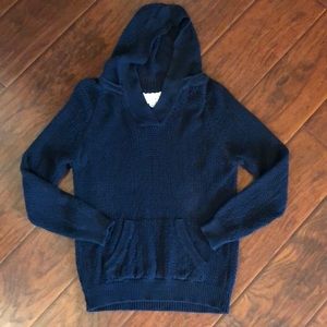 Hooded navy net sweater